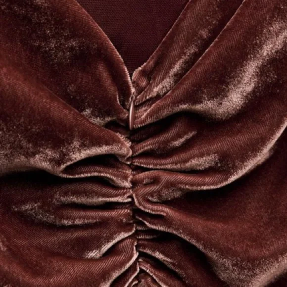 Zara NEW velvet midi strappy dress brown 9196/070 - Picture 4 of 9